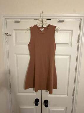 Lovelo Ribbed Mini Dress Size S Brown Sleeveless Tank Crewneck